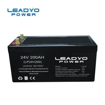 Conjunto de bateria de ciclo profundo Smart LiFePO4, bateria de lítio recarregável de 24 V 200 Ah