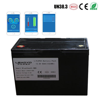 Ciclo profundo esperto Lifepo4 Marine Batteries da bateria 12v 80Ah do barco do íon do lítio com app de Bluetooth