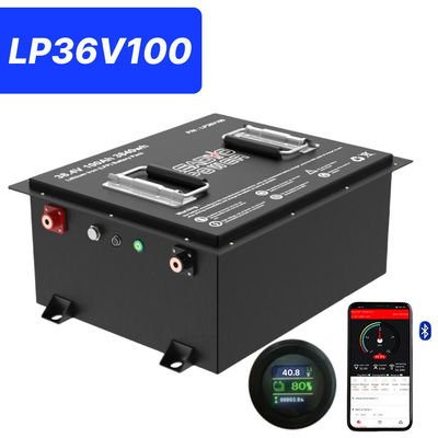 comprar 36V 100Ah 200Amp 36.8V Bluetooth LiFePO4 Bateria de Carrinho de Golf de Lítio com LCD redondo, 5 anos de garantia fabricação em linha