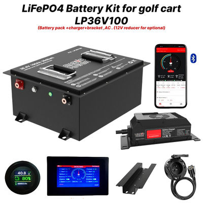 36V 100Ah 200Amp 36.8V Bluetooth LiFePO4 Kit de conversão de bateria de carrinho de golfe de lítio