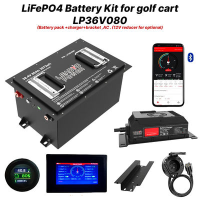36V 80Ah 150Amp (36.8V) Bluetooth LiFePO4 Lithium Golf Cart Kit de Bateria de Cobertura